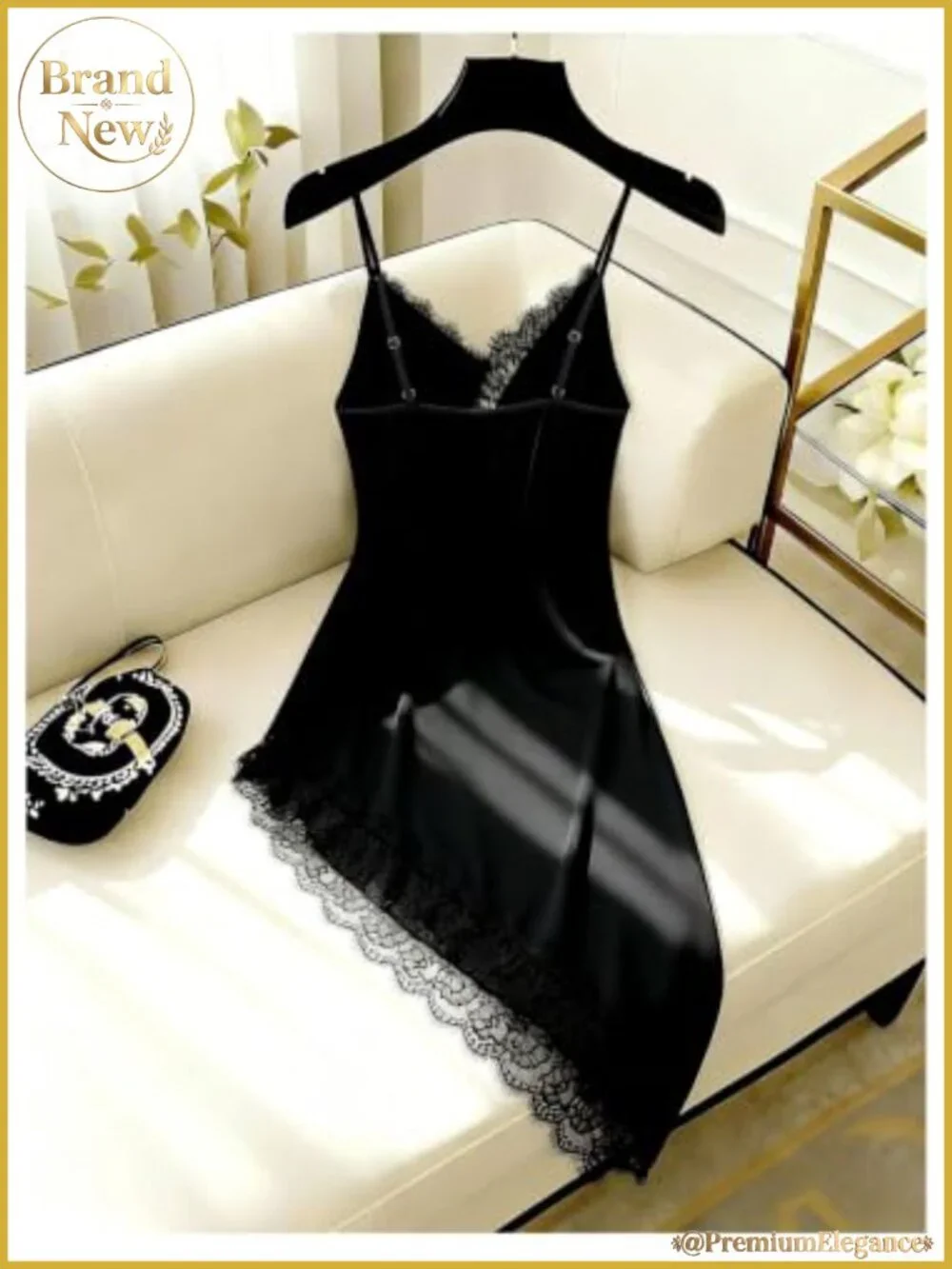 Elegant Satin Midi Slip Dress Lace Trim V Neck Asymmetrical Backless